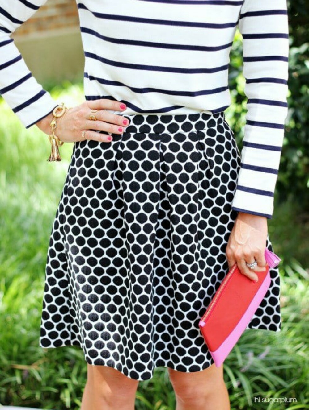 Boden Black and White Polka Dot Circle Skirt Mini Knit 10 Large Preppy Work
